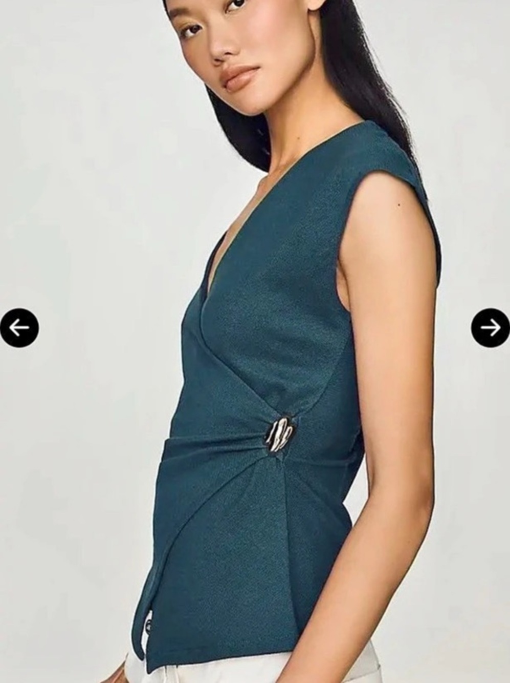 Anthropologie Maeve Hardware Wrap Top Green XS